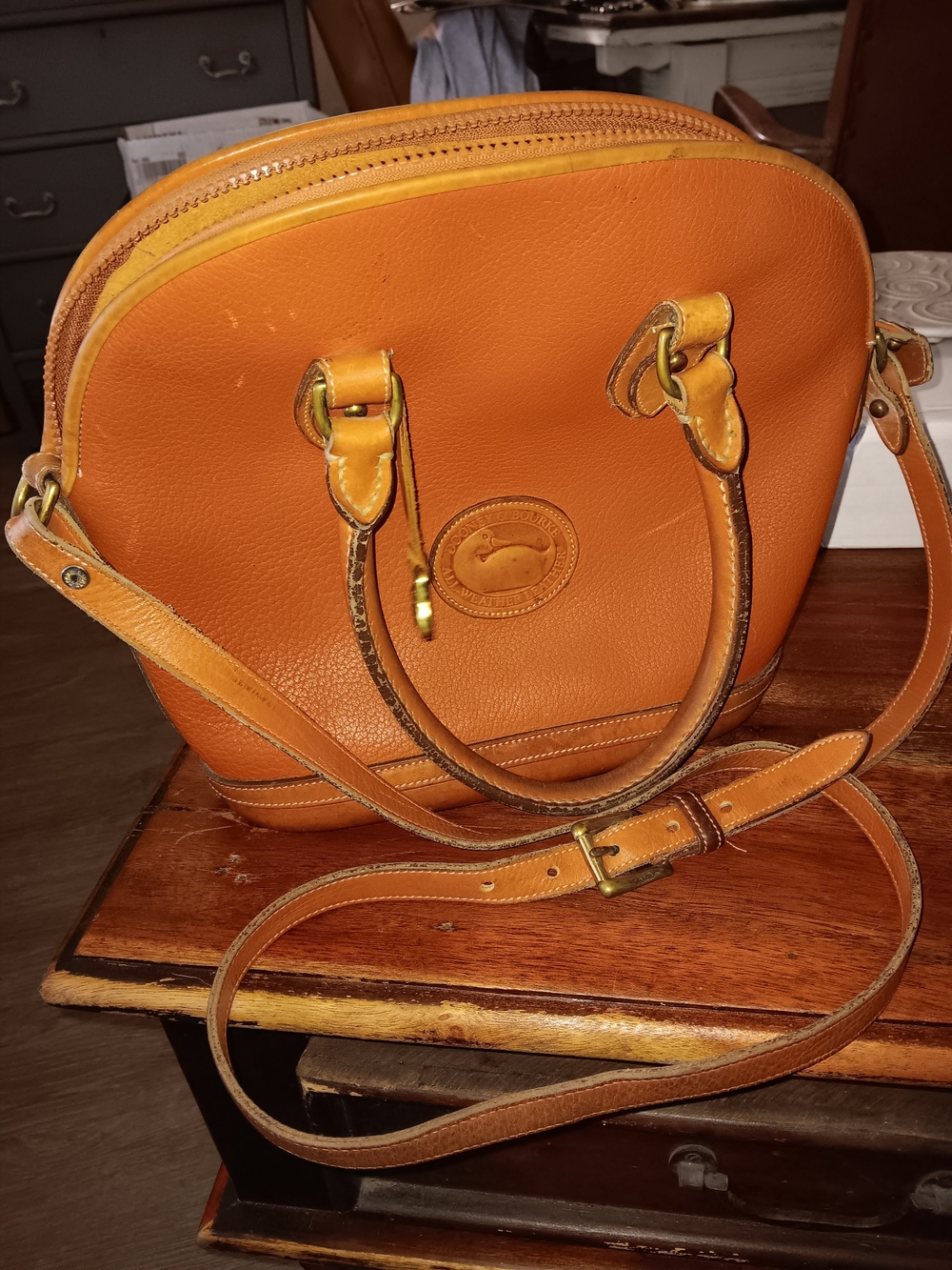 vintage Dooney & Bourke All-Weather Leather Norfolk Satchel